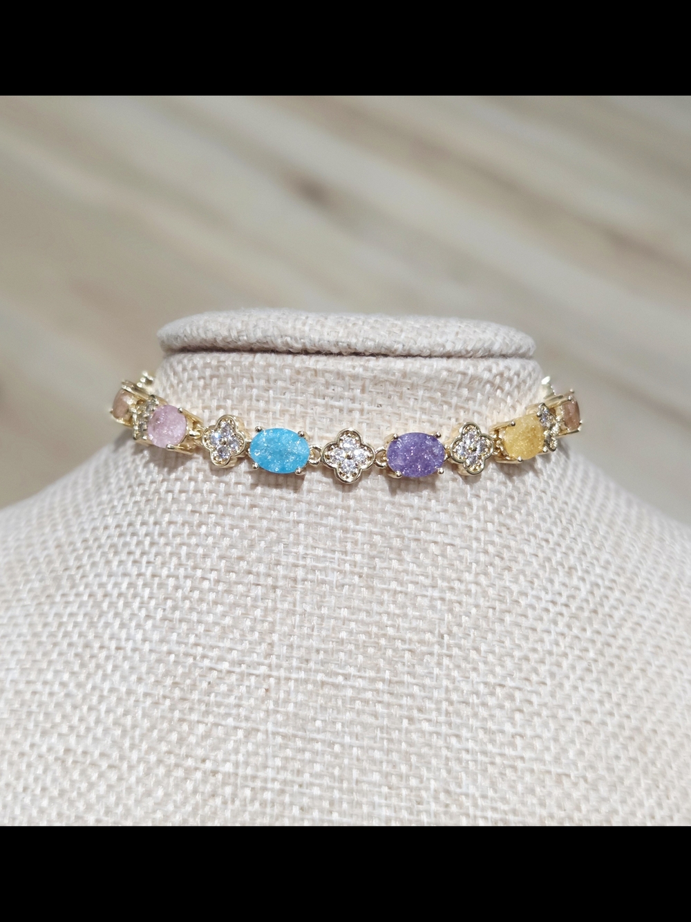 Gold Multi-Stone Bracelet with Pastel Candy Gem Accents